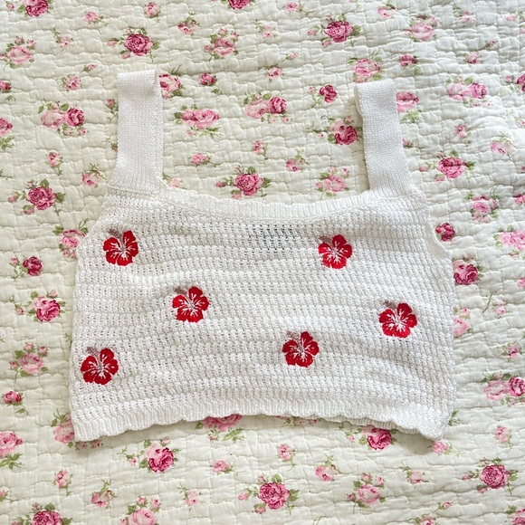 floral knit crop top - Picture 1 of 3